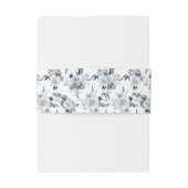 Elegante bloemenstoffige blauwe grijze bruiloft uitnodigingen wikkel (Achterkant Voorbeeld)