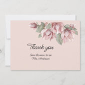 Elegante bloemenstoffige Roos blush Bedankkaart (Voorkant)
