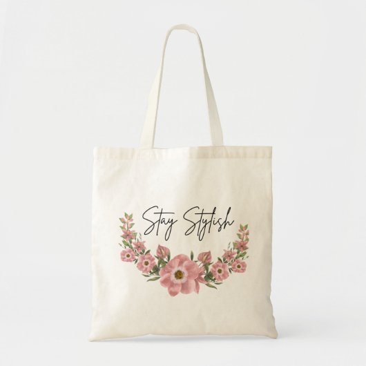 Elegante Bloementas van Stof Tote Bag (Voorkant)