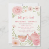 Elegante Bloementhee Party Verjaardag Uitnodiging (Voorkant)