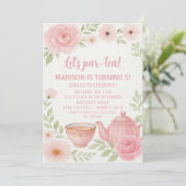 Elegante Bloementhee Party Verjaardag Uitnodiging (Staand voorkant)