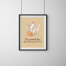 Elegante Bloementheepot Poster - Laat dankbaarheid