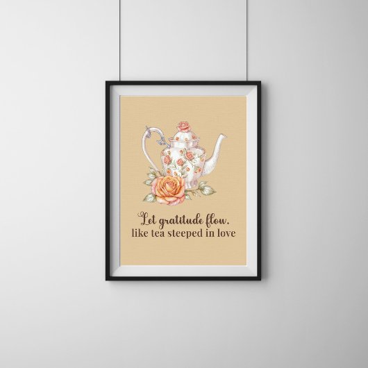 Elegante Bloementheepot Poster - Laat dankbaarheid