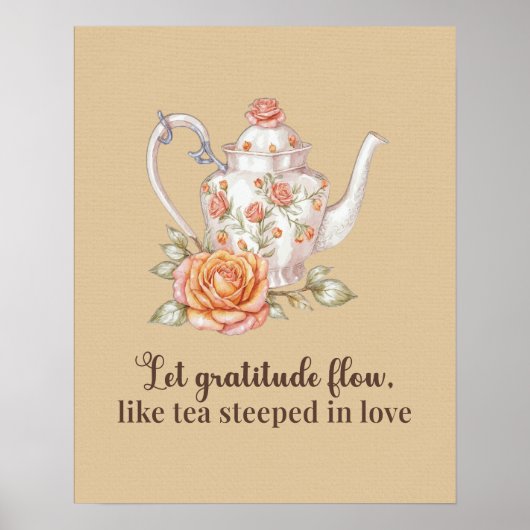 Elegante Bloementheepot Poster - Laat dankbaarheid (Voorkant)
