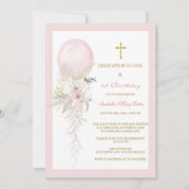 Elegante bloementoewijding en 1e verjaardag kaart (Voorkant)