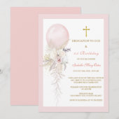 Elegante bloementoewijding en 1e verjaardag kaart (Voorkant / Achterkant)