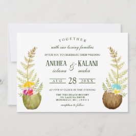 Elegante bloementropische Hawaii Beach bruiloft Kaart