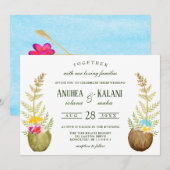 Elegante bloementropische Hawaii Beach bruiloft Kaart (Voorkant / Achterkant)