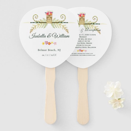 Elegante bloementropische zomer bruiloft details handwaaier (Voorkant en achterkant)