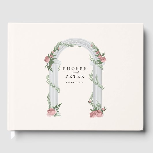 Elegante bloementrouwkolom Tuin Bruiloft Gastenboek (Voorkant)