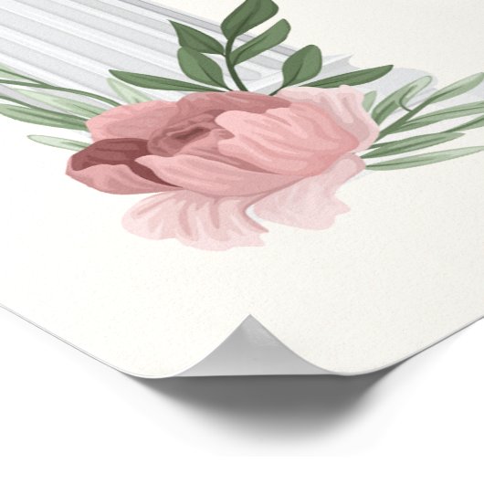 Elegante bloementrouwkolom Tuin Bruiloft Poster (Hoek)