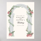 Elegante bloementrouwkolom Tuin Bruiloft Poster (Voorkant)