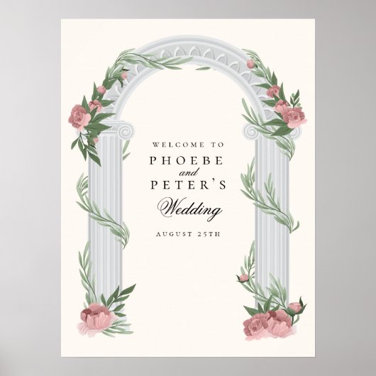 Elegante bloementrouwkolom Tuin Bruiloft Poster (Voorkant)