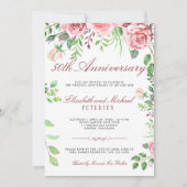 Elegante bloementuin 50ste huwelijksverjaardag kaart (Voorkant)