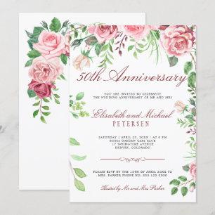Elegante bloementuin 50ste huwelijksverjaardag kaart