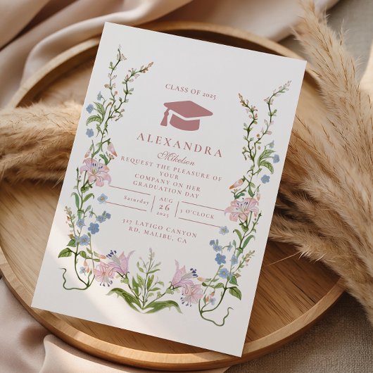Elegante Bloementuin Afstuderen Kaart