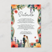 Elegante Bloementuin Bruid & Bruidegom Zomer Huwel Informatiekaartje (Voorkant)