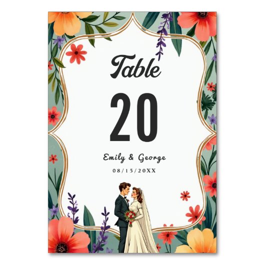 Elegante Bloementuin Bruid & Bruidegom Zomer Huwel Kaart (Achterkant)