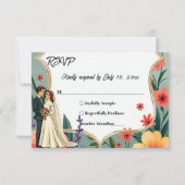 Elegante Bloementuin Bruid & Bruidegom Zomer Huwel RSVP Kaartje (Voorkant)
