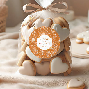 Elegante bloementuin goud koperen trouw ronde sticker