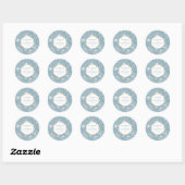 Elegante Bloementuin Goud Stof Blauw Bruiloft Ronde Sticker (Vel)