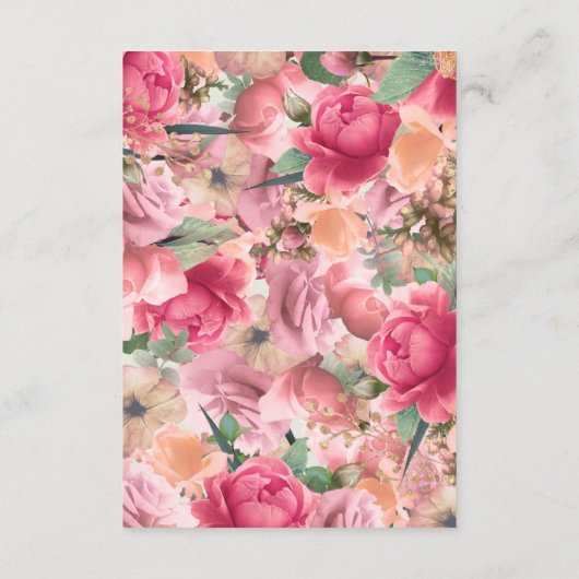 Elegante Bloementuin Gouden Huwelijksbijlage Kaart (Achterkant)