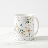 Elegante bloementuin monogram koffiemok (Voorkant rechts)