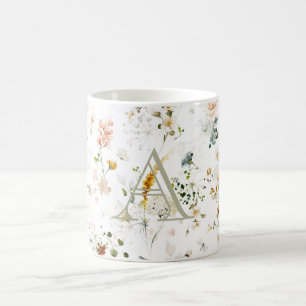 Elegante bloementuin monogram koffiemok