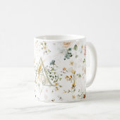 Elegante bloementuin monogram koffiemok (Voorkant rechts)