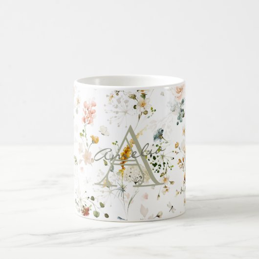 Elegante bloementuin monogram koffiemok (Center)
