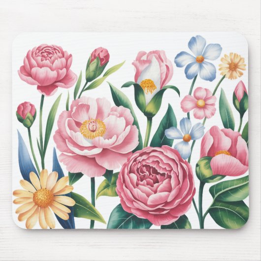 Elegante bloementuin Mousepad Muismat (Voorkant)