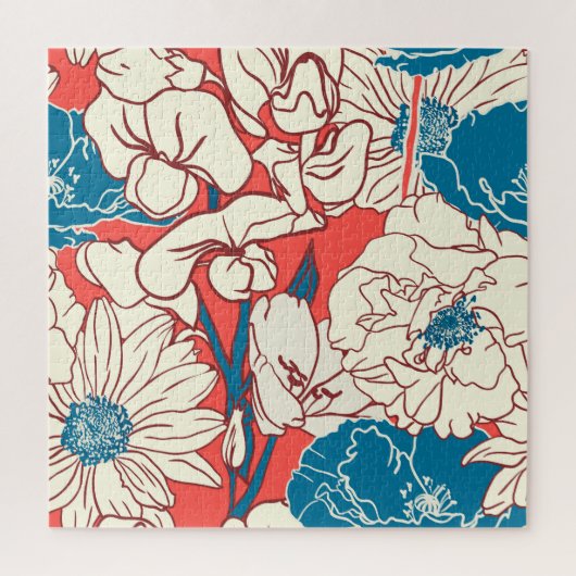 Elegante bloementuin: naadloos design legpuzzel (Verticaal)
