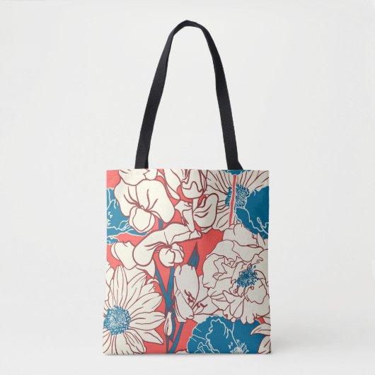 Elegante bloementuin:  naadloos design tote bag (Voorkant)