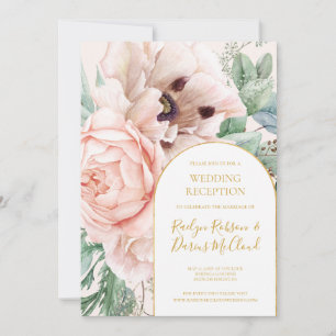 Elegante Bloementuin Pastelkleurige Trouwrecepti Kaart