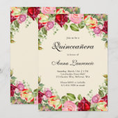 Elegante bloementuin Quinceañera Kaart (Voorkant / Achterkant)