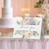 Elegante bloementuin Roze Rose Blue Hydrangeas Bedankkaart