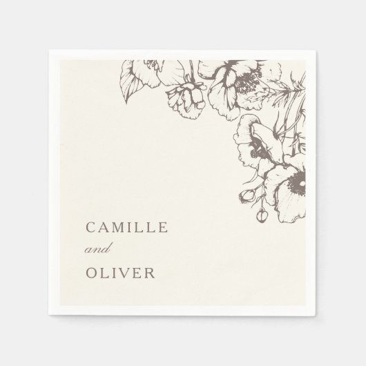 Elegante bloementuin trouwnamen servet (Voorkant)