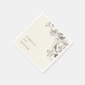 Elegante  bloementuin trouwnamen servet (Hoek)