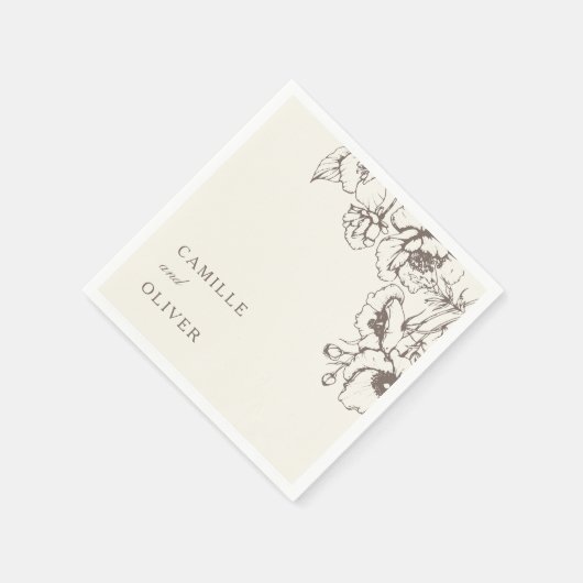 Elegante  bloementuin trouwnamen servet (Hoek)