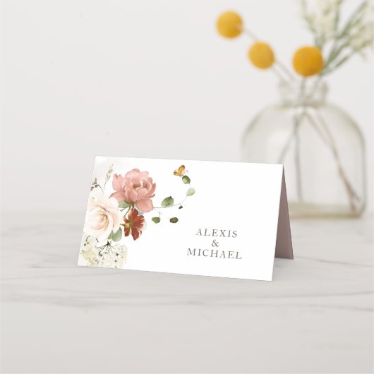 Elegante Bloementuin Trouwplaats Kaart Plaatskaartje (Achterkant)