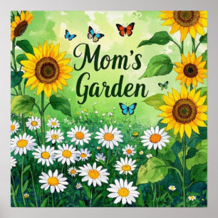 Elegante bloementuin van mama poster