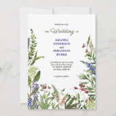 Elegante Bloementuin Wilde Bloemen Huwelijk Kaart (Voorkant)