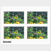 Elegante bloementuin zonnebloemen zinnia mums rechthoekige sticker (Vel)