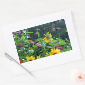 Elegante bloementuin zonnebloemen zinnia mums rechthoekige sticker (Envelop)