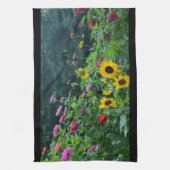 Elegante bloementuin zonnebloemen zinnia mums theedoek (Verticaal)