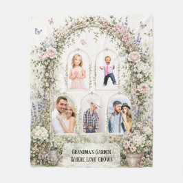 Elegante bloementuinboog Oma familiefoto Fleece Deken