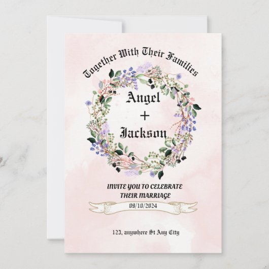 Elegante bloemenuitnodiging |  bruiloft I Kaart (Voorkant)