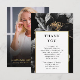 Elegante bloemenviering van het leven begrafenisfo bedankkaart