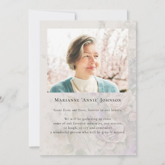 Elegante bloemenviering van het leven kaart (Achterkant)