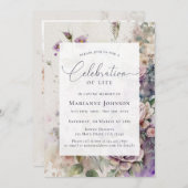 Elegante bloemenviering van het leven kaart (Voorkant / Achterkant)